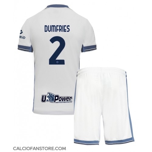Maglia Calcio Inter Milan Denzel Dumfries #2 Seconda Divisa Bambino 2024-25 Manica Corta (+ pantaloncini)